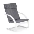Hintaszék, ModernHome TXWQM-31, szürke/fehér, 96 x 67 x 76 cm, fa és fém váz, levehető huzat, 120 kg teherbírás