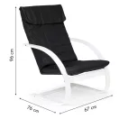 Hintaszék, ModernHome TXWQM-31, fekete/fehér, 96 x 67 x 76 cm, fa és fém váz, levehető huzat, 120 kg teherbírás