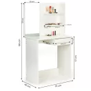 Sminkasztal, ModernHome PWSHT-21, fehér, 75 x 40 x 141 cm, tükör, 1 fiók, 2 polc, laminált bútorlap
