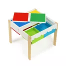 Gyerek asztal és szék szett, ECOTOYS XKF002, 1 db asztal + 2 db szék, fenyőfa lábak, kétoldalas asztallap, 4 kihúzható rekesz