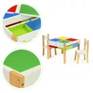 Gyerek asztal és szék szett, ECOTOYS XKF002, 1 db asztal + 2 db szék, fenyőfa lábak, kétoldalas asztallap, 4 kihúzható rekesz