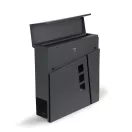 Postaláda, ModernHome HPB932-20-1, antracit, 37 x 36,5 x 10,5 cm, horganyzott acél, rozsdaálló, újságtartóval, falra és kerítésre szerelhető, zárt kialakítás, 2 kulccsal, szerelőkészlettel
