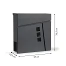 Postaláda, ModernHome HPB932-20-1, antracit, 37 x 36,5 x 10,5 cm, horganyzott acél, rozsdaálló, újságtartóval, falra és kerítésre szerelhető, zárt kialakítás, 2 kulccsal, szerelőkészlettel