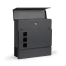 Postaláda, ModernHome HPB932-8, antracit, 37 x 37 x 10,3 cm, horganyzott acél, rozsdaálló, újságtartóval, falra és kerítésre szerelhető, zárt kialakítás, 2 kulccsal, szerelőkészlettel
