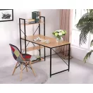 Számítógépasztal, ModernHome PJJCT002-302, 120 x 64 x 120,5 cm, világos tölgy, 4 polcos oldalsó állvánnyal, fa és fém anyagból