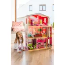 Fa babaház, ECOTOYS 4118, Malibu rezidencia, 87 x 32 x 114 cm, 3 szint, 4 szoba, mozgó lift, 10 db bútor, 27 cm babákhoz
