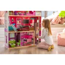 Fa babaház, ECOTOYS 4118, Malibu rezidencia, 87 x 32 x 114 cm, 3 szint, 4 szoba, mozgó lift, 10 db bútor, 27 cm babákhoz
