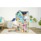 Fa babaház, ECOTOYS 8101, Maya rezidencia, 115 x 30,5 x 138,5 cm, 4 szint, 7 szoba, 28 db bútor, mozgó lift, terasz