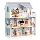 Fa babaház, ECOTOYS 8301, Emma rezidencia, 60 x 24 x 70 cm, 3 szint, 6 szoba, 10 db színes bútor és kiegészítő, 3 éves kortól