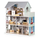 Fa babaház, ECOTOYS 8301, Emma rezidencia, 60 x 24 x 70 cm, 3 szint, 6 szoba, 10 db színes bútor és kiegészítő, 3 éves kortól