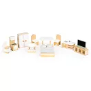 Fa babaház, ECOTOYS 8301, Emma rezidencia, 60 x 24 x 70 cm, 3 szint, 6 szoba, 10 db színes bútor és kiegészítő, 3 éves kortól