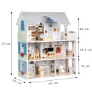 Fa babaház, ECOTOYS 8301, Emma rezidencia, 60 x 24 x 70 cm, 3 szint, 6 szoba, 10 db színes bútor és kiegészítő, 3 éves kortól