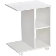   Dohányzóasztal, ModernHome PJJCFT0060, fehér, 45 x 35 cm, téglalap alakú, magasság: 58 cm, 3 szintes, 4 polcos, bevonatos faforgács asztallap