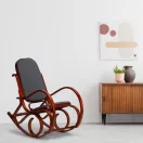 Hintaszék, ModernHome TXWQM-F001, antracit/barna, 102 x 97 x 55 cm, fa váz, poliészter kárpit, borulásgátló, 120 kg teherbírás