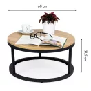 Dohányzóasztal, ModernHome PJJCFT0068, átmérő: 60 cm, kör alakú, magasság: 31,5 cm, fém váz, forgácslap asztallap