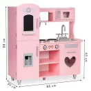 Fa játékkonyha, ECOTOYS 7268, 86 x 88 x 30 cm, rózsaszín, hanghatásokkal, vízadagolóval, krétatáblával, nyitható ajtókkal