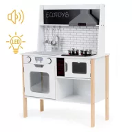   Játékkonyha, ECOTOYS PLK537, fa, 70 x 29,5 x 96 cm, fényhatásokkal, hanghatásokkal, tartozékokkal