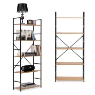   Könyvespolc, ModernHome CWJ6024144LG, 144 x 58,5 x 23,5 cm, vad tölgy, 5 polcos, fém váz, MDF polc, falhoz rögzíthető