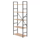 Könyvespolc, ModernHome CWJ6024144LG, 144 x 58,5 x 23,5 cm, vad tölgy, 5 polcos, fém váz, MDF polc, falhoz rögzíthető
