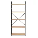 Könyvespolc, ModernHome CWJ6024144LG, 144 x 58,5 x 23,5 cm, vad tölgy, 5 polcos, fém váz, MDF polc, falhoz rögzíthető