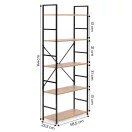Könyvespolc, ModernHome CWJ6024144LG, 144 x 58,5 x 23,5 cm, vad tölgy, 5 polcos, fém váz, MDF polc, falhoz rögzíthető