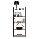 Könyvespolc, ModernHome CWJ6024144LG, 144 x 58,5 x 23,5 cm, vad tölgy, 5 polcos, fém váz, MDF polc, falhoz rögzíthető