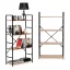 Könyvespolc, ModernHome CWJ6024112LG, 58,5 × 23,5 × 113 cm, vad tölgy, 4 polcos, fém váz, MDF polc, falhoz rögzíthető