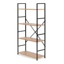 Könyvespolc, ModernHome CWJ6024112LG, 58,5 × 23,5 × 113 cm, vad tölgy, 4 polcos, fém váz, MDF polc, falhoz rögzíthető