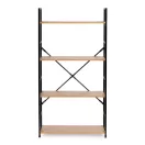 Könyvespolc, ModernHome CWJ6024112LG, 58,5 × 23,5 × 113 cm, vad tölgy, 4 polcos, fém váz, MDF polc, falhoz rögzíthető