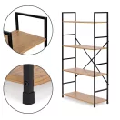 Könyvespolc, ModernHome CWJ6024112LG, 58,5 × 23,5 × 113 cm, vad tölgy, 4 polcos, fém váz, MDF polc, falhoz rögzíthető