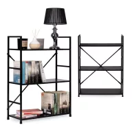   Könyvespolc, ModernHome CWJ602480LG, 80 x 59,5 x 23,5 cm, fekete, 3 polcos, fém váz, MDF polc, falhoz rögzíthető