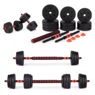   Súlyzókészlet, MOVEPRO GB-SX, 2 x 10 kg (összesen 20 kg), rúdcsatlakozóval súlyzórúddá alakítható, 12 tárcsával, csúszásmentes markolat