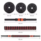 Súlyzókészlet, MOVEPRO GB-SX, 2 x 10 kg (összesen 20 kg), rúdcsatlakozóval súlyzórúddá alakítható, 12 tárcsával, csúszásmentes markolat