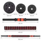 Súlyzókészlet, MOVEPRO GB-SX, 2 x 15 kg (összesen 30 kg), rúdcsatlakozóval súlyzórúddá alakítható, 16 tárcsával, csúszásmentes markolat