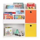 Gyerek könyvespolc, ECOTOYS ZKB-02A, fehér, 89 x 88 x 35 cm, 2 db kihúzható textil tárolóval, laminált forgácslap