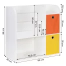 Gyerek könyvespolc, ECOTOYS ZKB-02A, fehér, 89 x 88 x 35 cm, 2 db kihúzható textil tárolóval, laminált forgácslap