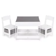   Gyerek asztal és szék szett, ECOTOYS ZCF-01, 1 db asztal + 2 db szék, MDF, kétoldalas asztallap, fiókos székek