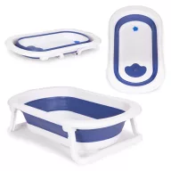   Utazó gyerekkád, ECOTOYS HA-B27, kék, 81 x 49,5 cm, összecsukható, hőérzékelős dugóval, szilikon és műanyag, 0-1 éves korig