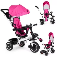   Háromkerekű tricikli, ECOTOYS YM-BT-2, rózsaszín, forgatható ülés, levehető napellenző, szülőkormány, 5 pontos biztonsági öv, karfa, tartós EVA habkerekek, teherbírás: 25 kg
