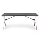 Kerti asztal, MultiGarden RZK-180B, barna, 180 cm, acél keret, HDPE műanyag felület, összecsukható, rattan hatású, teherbírás: 100 kg