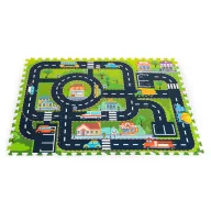   Játszószőnyeg, IPLAY 0121, város minta, 114 x 86 cm, 12 db-os kirakós szett, összeilleszthető elemek, vastagság: 1 cm, EVA hab, csúszásgátló