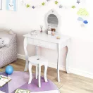 Játék fésülködő asztal, ECOTOYS FH-KF200011-W, 65 x 110 x 43 cm, fa és MDF, tükörrel, fiókkal, zsámollyal, falhoz rögzíthető
