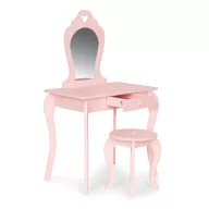   Gyerek sminkasztal, ECOTOYS FH-KF200011-P, 65 x 110 x 43 cm, rózsaszín, fából készült, tükörrel, fiókkal, ülőkével, falra rögzíthető, 3 éves kortól