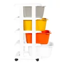 Gurulós tároló, ModernHome PJJCBS0012-04A, 36 x 74 x 35,5 cm, fiókos, 4 fiókkal, kerekes, műanyag