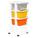 Gurulós tároló, ModernHome PJJCBS0012-04A, 36 x 74 x 35,5 cm, fiókos, 4 fiókkal, kerekes, műanyag