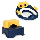 Gyerek WC-ülőke, ECOTOYS HA-P17-18, lépcsős fellépővel, csúszásmentes, állítható, párnázott ülőke, univerzális, műanyag