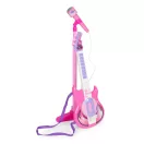 Gyerek gitár szett, Multistore HC342075, elektromos gitár mikrofonnal és állvánnyal, gitár 57 x 22 cm, állvány 57-97 cm állítható, műanyag, MP3/iPhone csatlakoztatható, 2 ritmuskíséret, hangerőszabályzó, elemes (2 x AA, nem tartozék), 3 éves kortól
