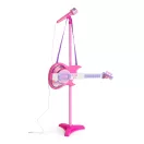 Gyerek gitár szett, Multistore HC342075, elektromos gitár mikrofonnal és állvánnyal, gitár 57 x 22 cm, állvány 57-97 cm állítható, műanyag, MP3/iPhone csatlakoztatható, 2 ritmuskíséret, hangerőszabályzó, elemes (2 x AA, nem tartozék), 3 éves kortól