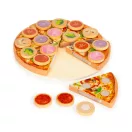 Játék ételkészlet, ECOTOYS TL733030, vágható pizza, tépőzáras, 27 db, 21 x 21 cm, pizzadobozzal, spatulával és kerek pizzavágóval