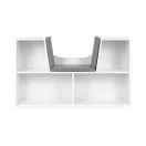 Gyerek könyvespolc, ECOTOYS ZKB-5W, fehér, 102 x 61 x 30 cm, ülőkével, 4 rekeszes, párnázott ülőrész, levehető és mosható párna, forgácslap